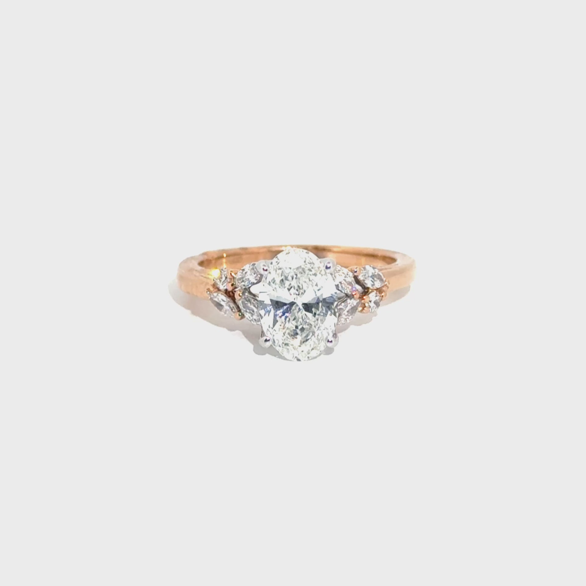 1.54ct. F VVS2 Lab Grown Oval Diamond Engagement Ring in 18K Rose Gold