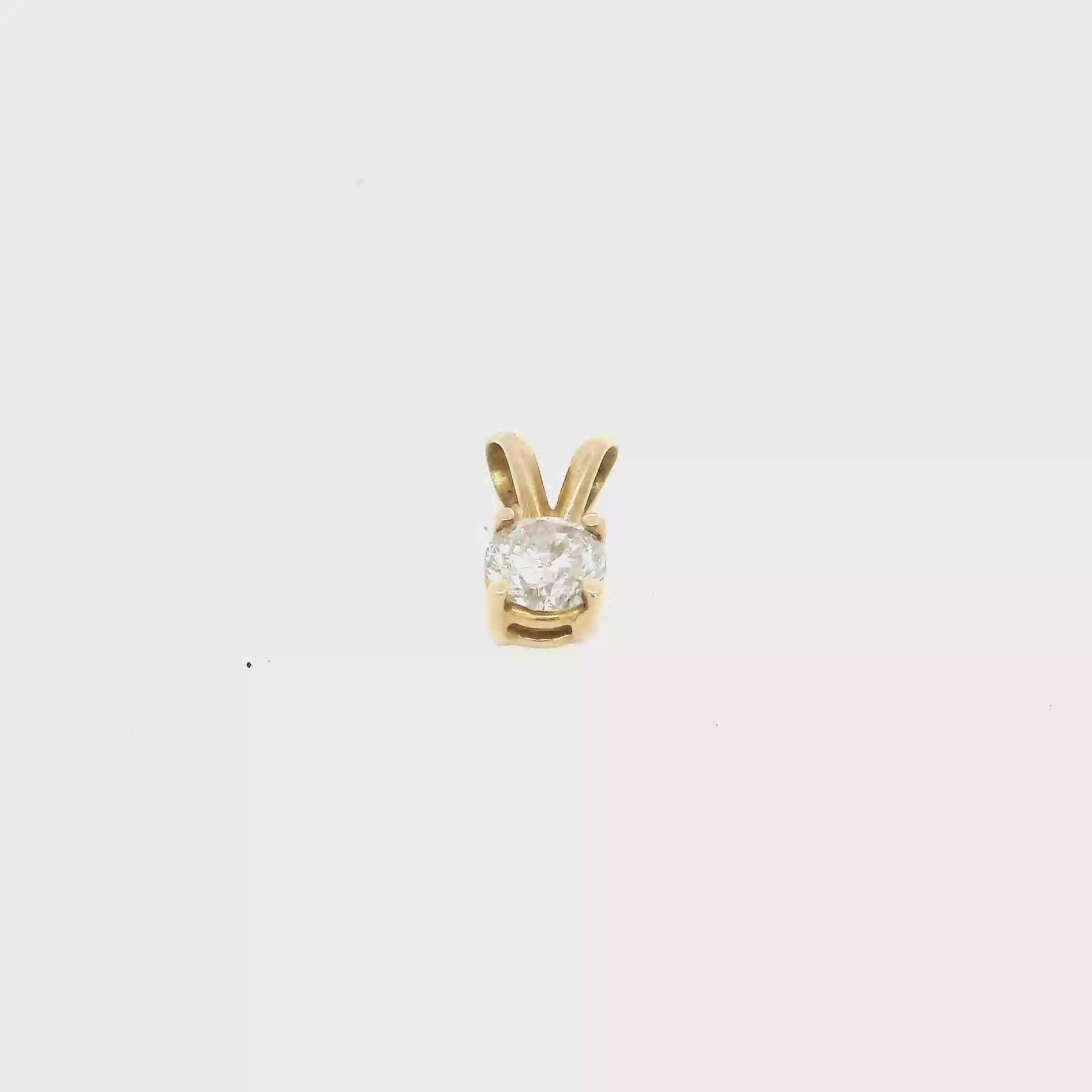 .5ct. Lab Grown Round Diamond in 14K Yellow Gold Rabbit Ear Pendant