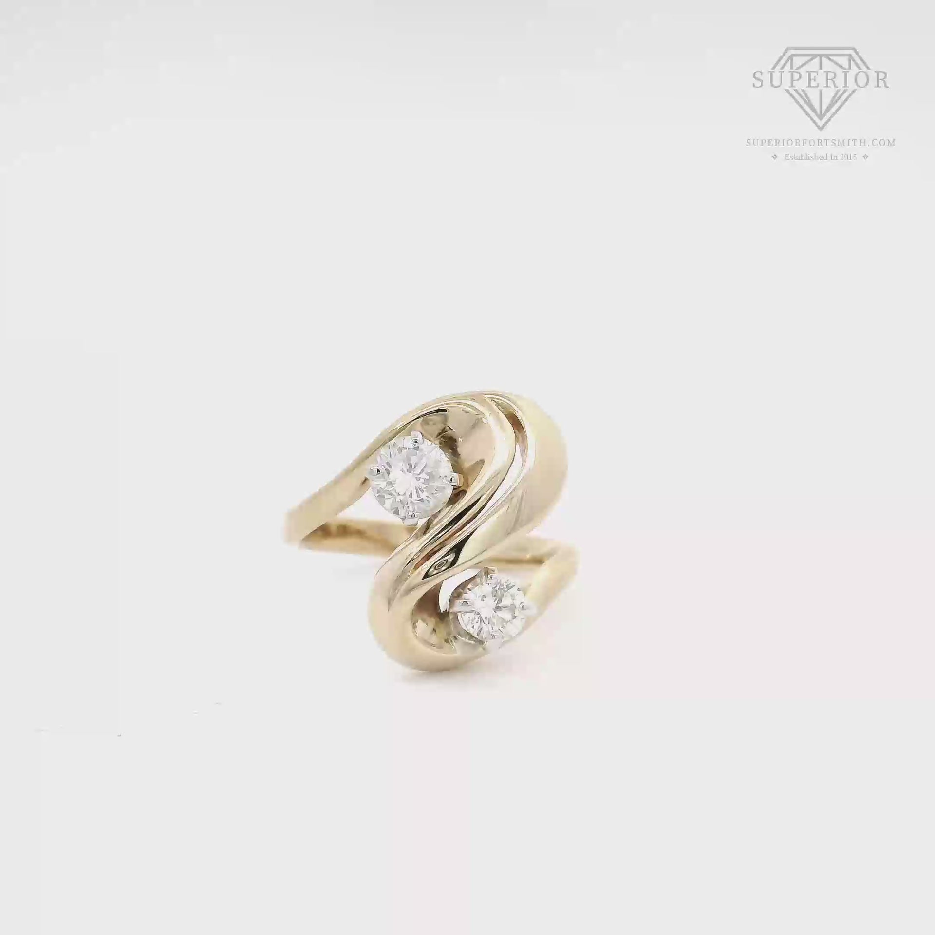 Vintage Natural Diamond Bypass Ring in 14K Yellow Gold