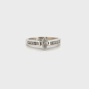 Natural Marquise Diamond Ring in 14K White Gold Sz 6
