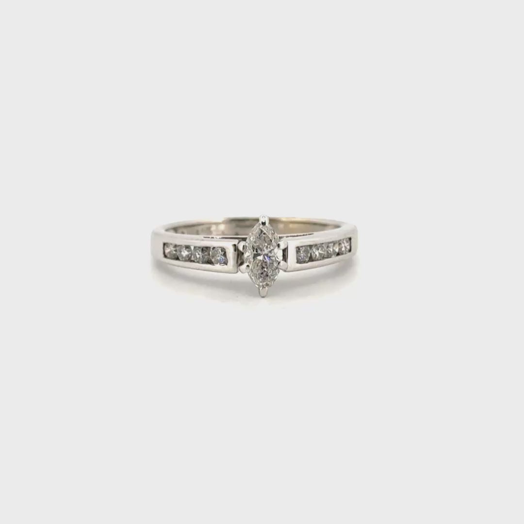 Natural Marquise Diamond Ring in 14K White Gold