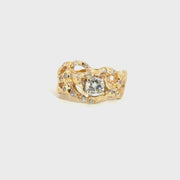Natural Diamond Custom Fashion Ring in 14K Yellow Gold Approx .50ct Round Center Sz 6.5