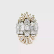Diamond Starburst Estate Ring in 14K White & Yellow Gold Sz 8.5