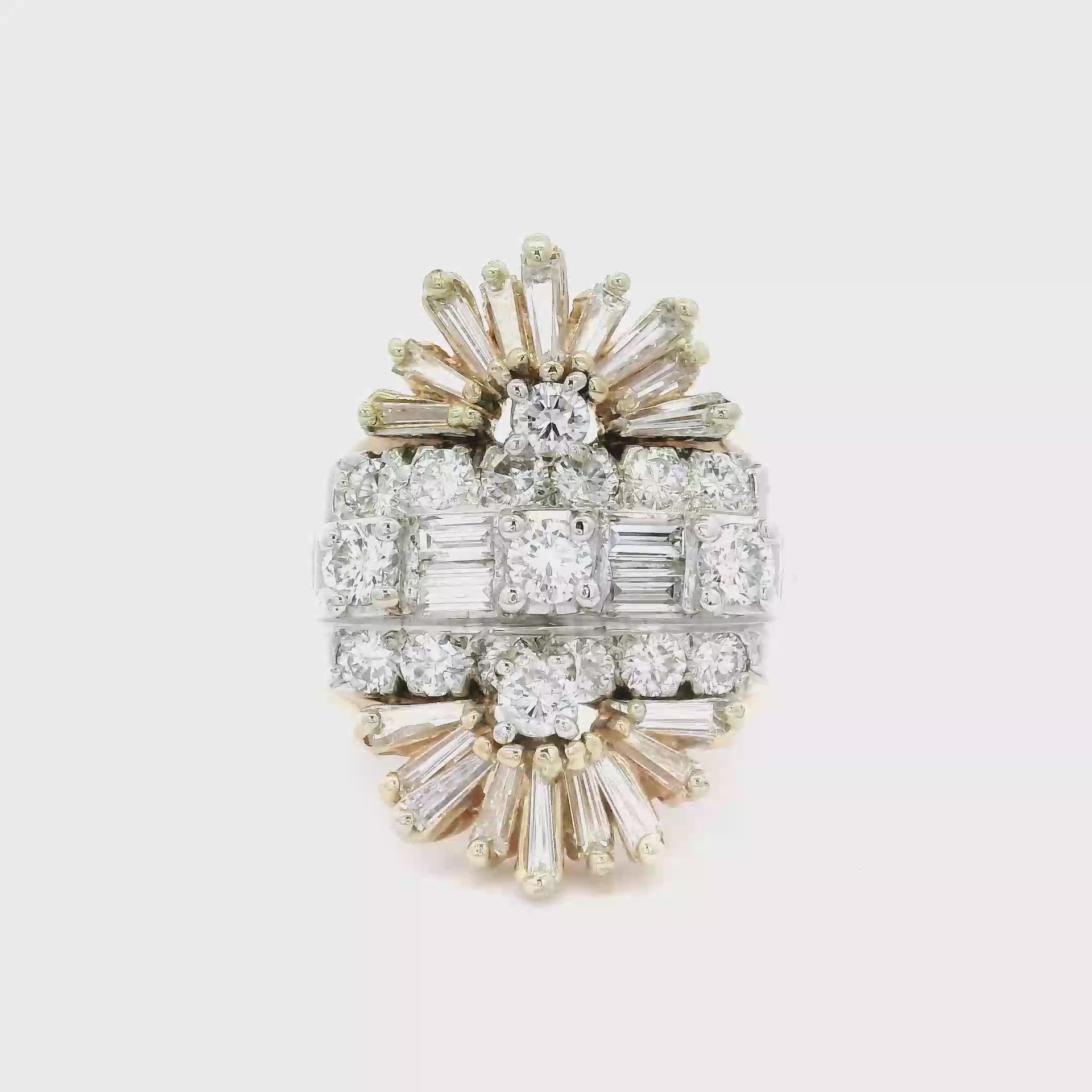 Diamond Starburst Estate Ring in 14K White & Yellow Gold