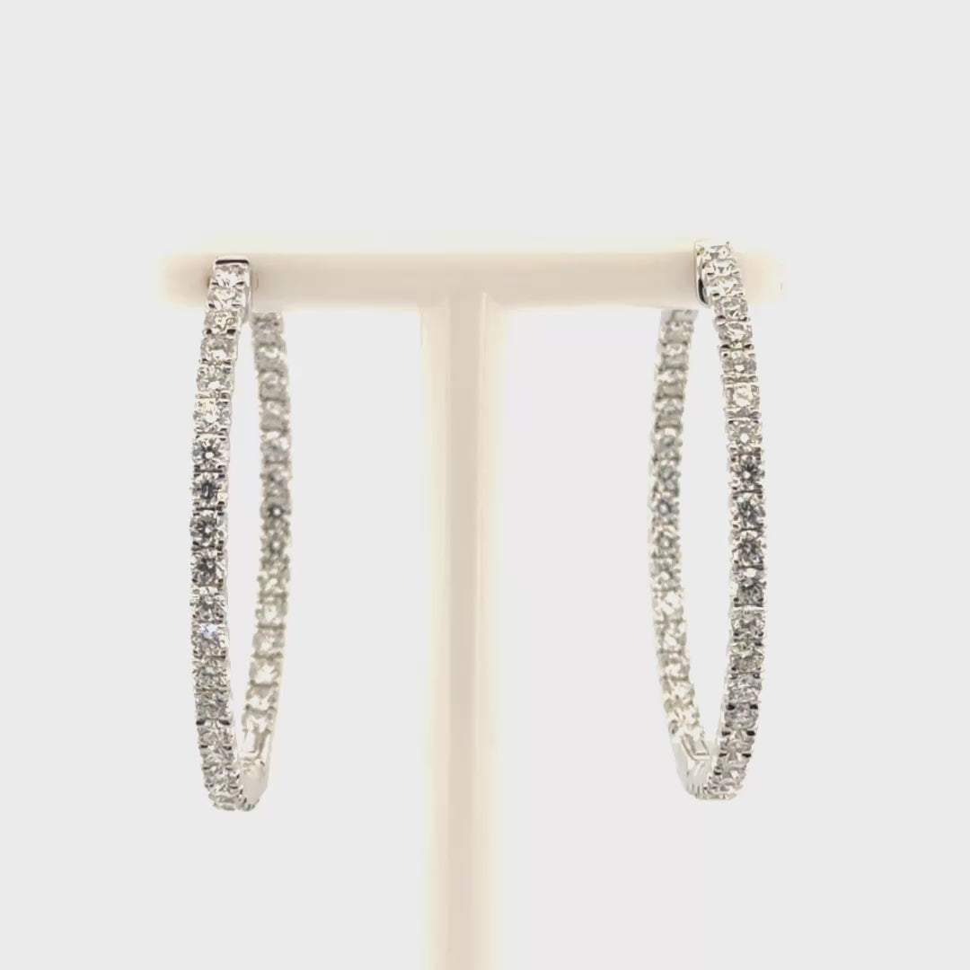 2cttw. Natural Diamond In N Out Hoop Earrings in 14K White Gold