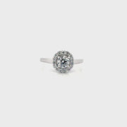 Round Natural Diamond Engagement Set in 14K White Gold Halo Sz 7