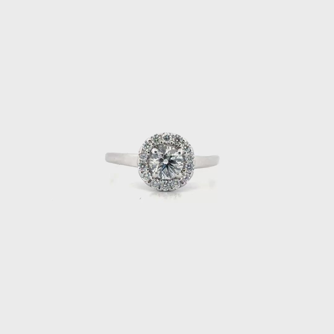Round Natural Diamond Engagement Set in 14K White Gold Halo