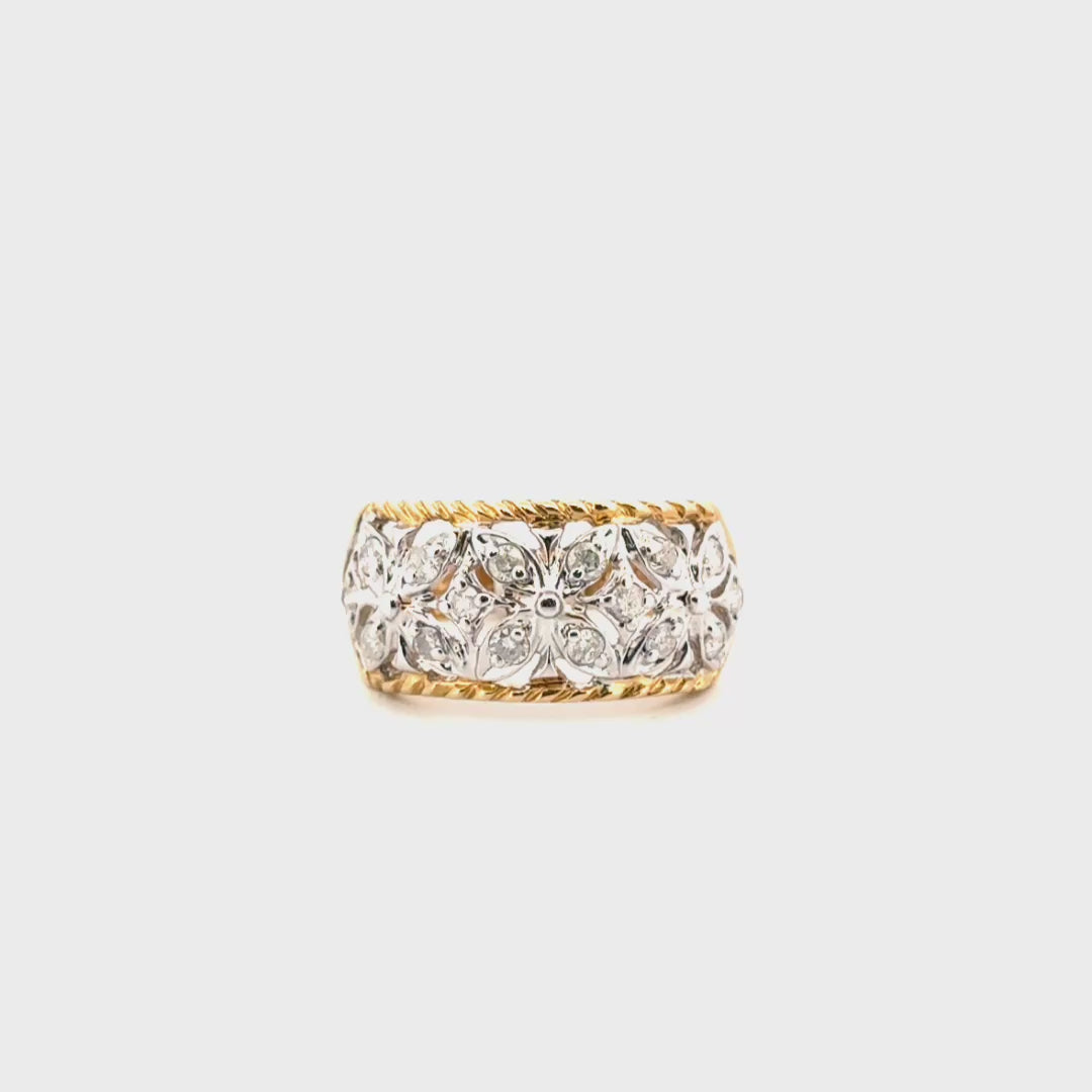 14K Yellow Gold Diamond Fashion Estate Ring