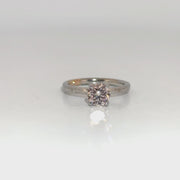 1.01ct. Lab Grown Round SI1 Fancy Light Pink LG635485743 in 14K White Gold Hidden Halo Sz 6.5