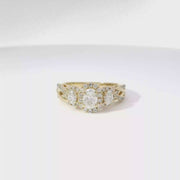 Vera Wang Love Natural Three Stone Oval Engagement Ring in 14K Yellow Gold Sz 7