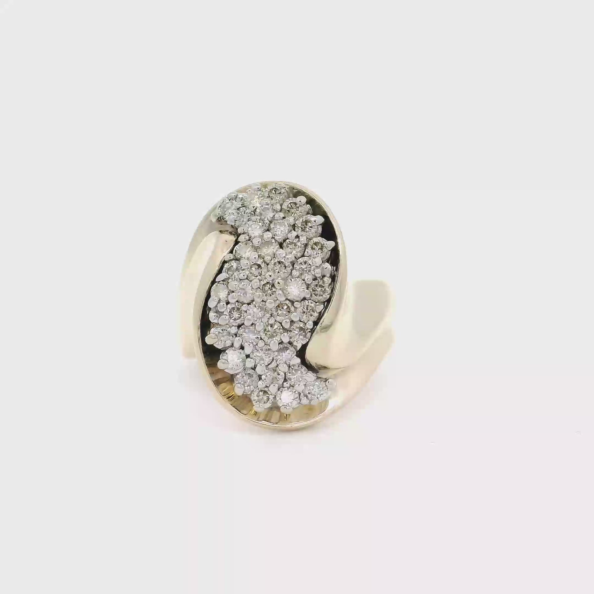 Natural Diamond Swirl Estate Ring in 14K Yellow Gold