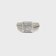 Charriol Flamme Blanche Natural Diamond Halo Style Cable Design Ring in 18K White Gold Sz 7