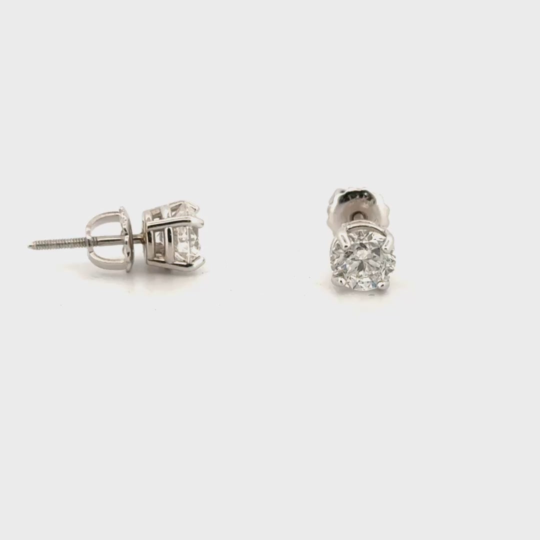 1.33cttw. Natural Diamond Ear Studs in 18K White Gold Mounting