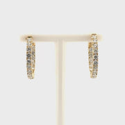 1.33cttw. Natural Diamond In N Out Hoop Earrings in 14K Yellow Gold