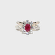 Approx. 1ct Natural Ruby Set in 18K White Gold With Approx. 1cttw Natural Diamond Accents Sz 8
