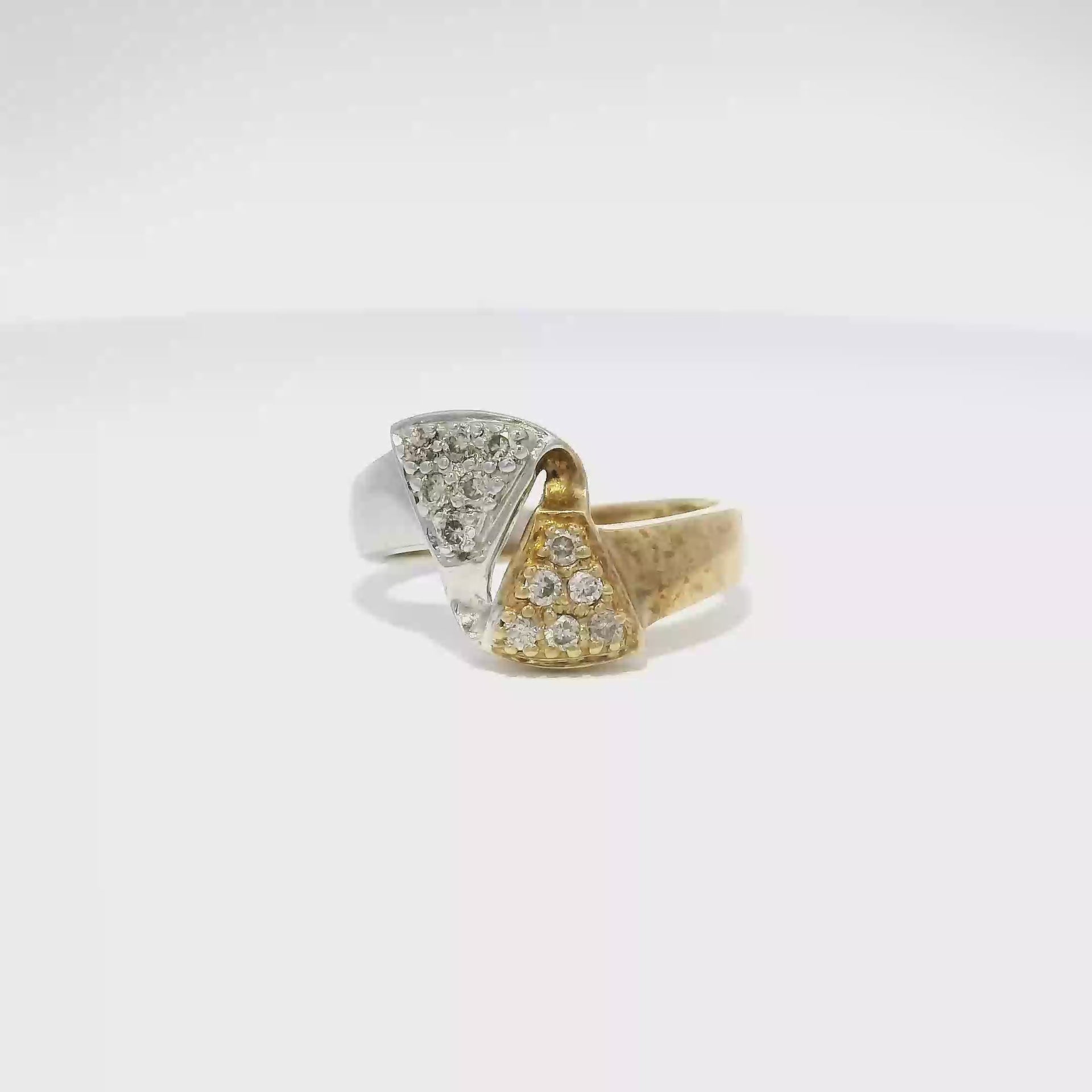 Two Tone Natural Diamond Pave Ring in 14K Yellow Gold