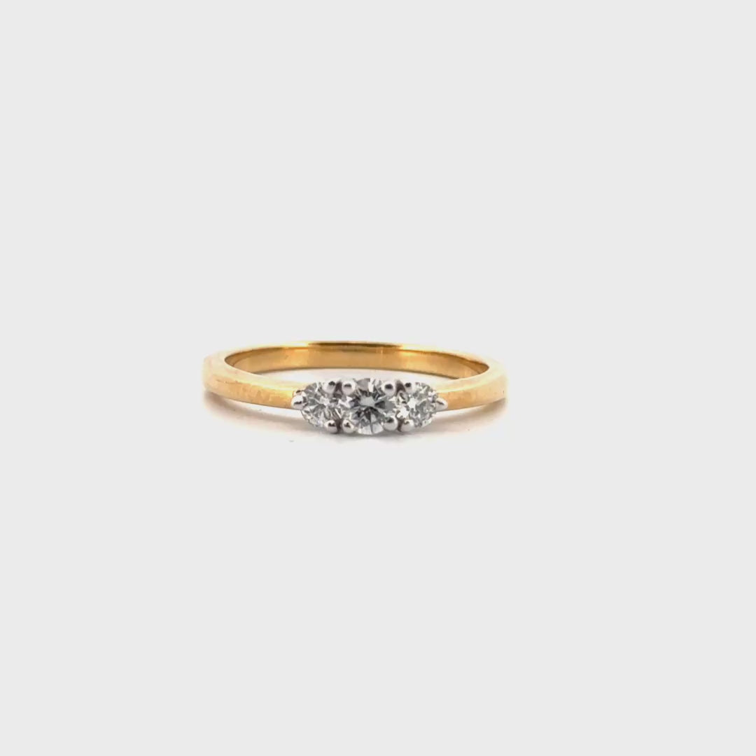 Diamond Three Stone Ring Set in 14K Yellow Gold