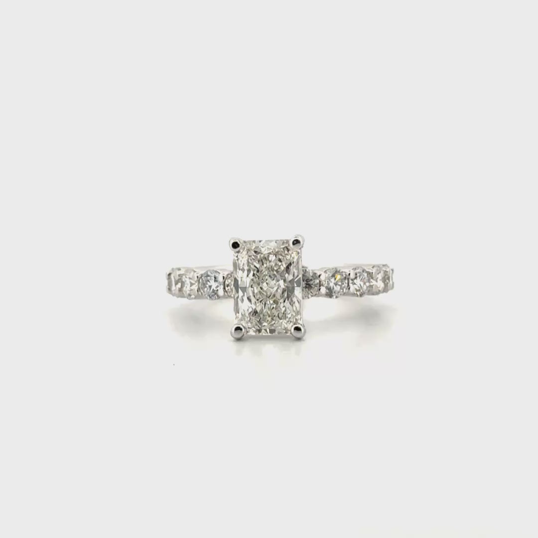2.05ct. F VS1 Lab Grown Elongated Radiant Diamond in 14K White Gold 10 Point Mounting