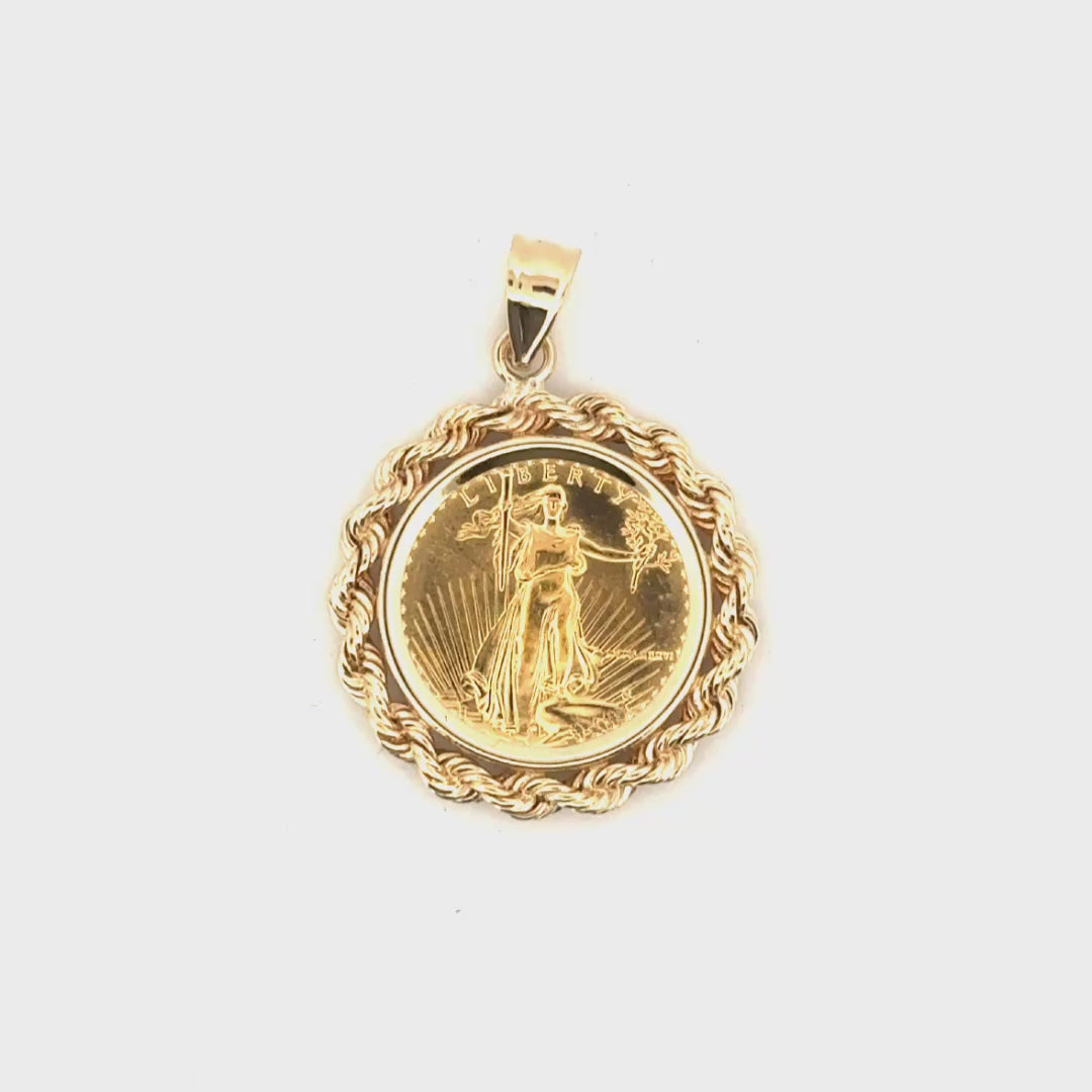 1/10oz American Gold Eagle Set in 14K Yellow Gold Bezel