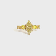 1.72ct. Fancy Intense Yellow VVS2 Lab Grown Marquise in 14K Yellow Gold Mounting Sz 7