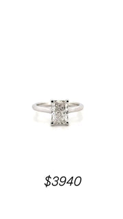 2.05ct. E VVS2 Lab Grown Elongated Radiant in 14K White Gold Cathedral Sz 7