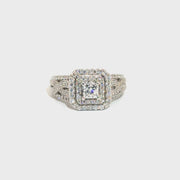 Natural Diamond Engagement Ring in 14K White Gold Sz 6.5