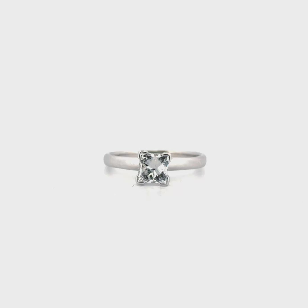 Approximately 1ct. Natural Princess Cut Diamond Set in 14K White Gold