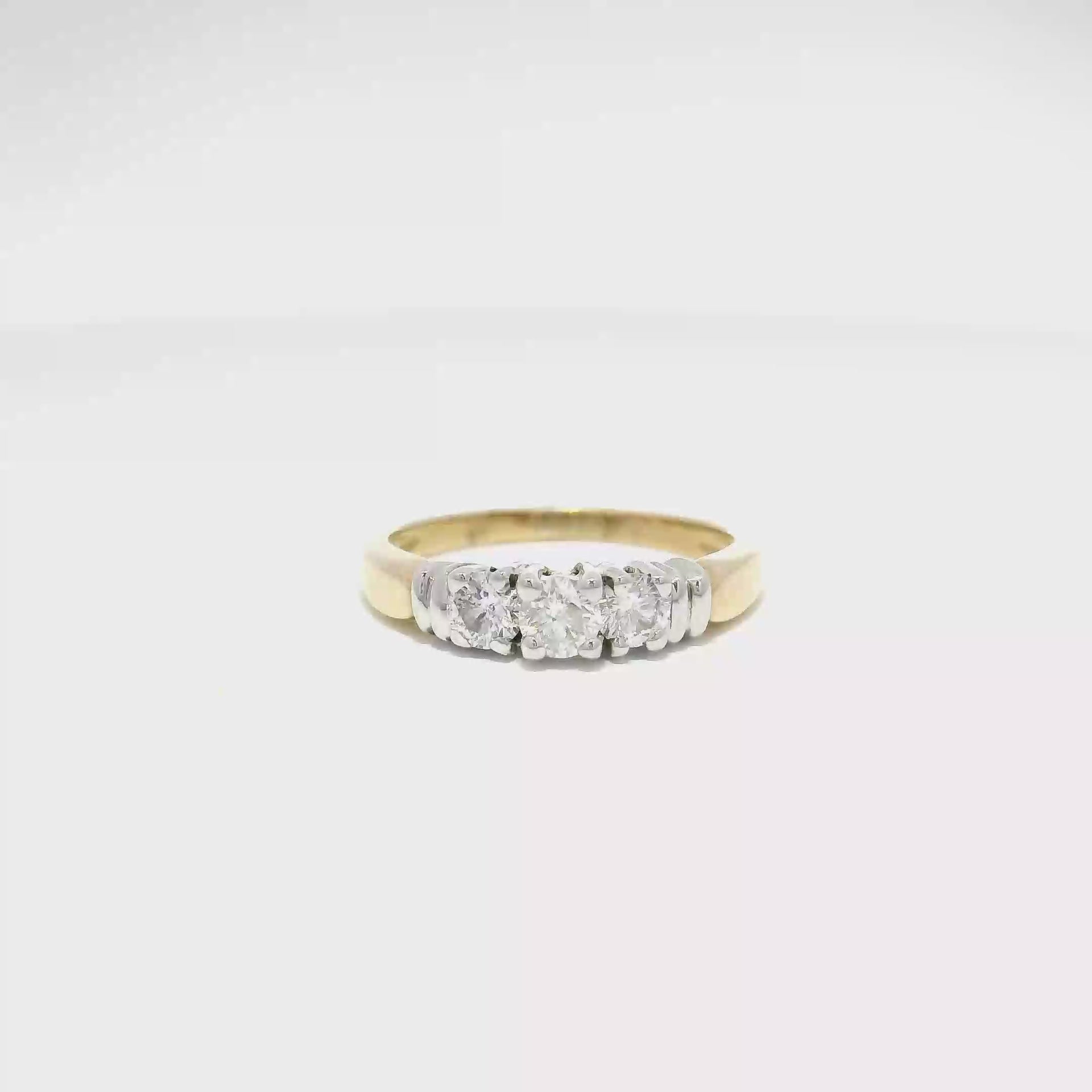 14k Yellow Gold Diamond Three Stone Ring