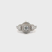 Natural Diamond Tiered Cluster Ring Set in 14K White Gold Sz 6.5