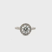 1.78ct. E VVS2 Lab Ground Round Diamond Engagement Ring Set in 14k White Gold Halo Sz 7