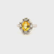 2ct. Yellow Sapphire & Diamond Ring Set in 14K White Gold Sz 5