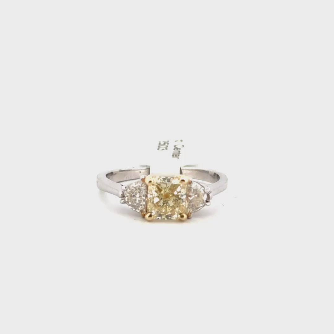 1.53ct. Natural Yellow Diamond Engagement Ring Set in 14K White Gold