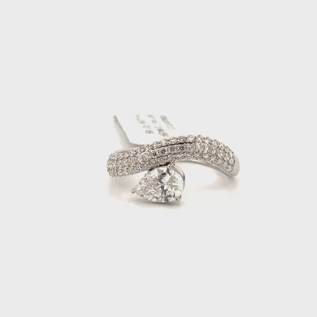 2.24cttw. Fancy Pear Lab Grown Diamond Fashion Ring in 14K White Gold