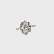 1.27ct. F VS1 Lab Grown Oval Diamond Engagement Set in 14K White Gold Flower Halo Sz 7