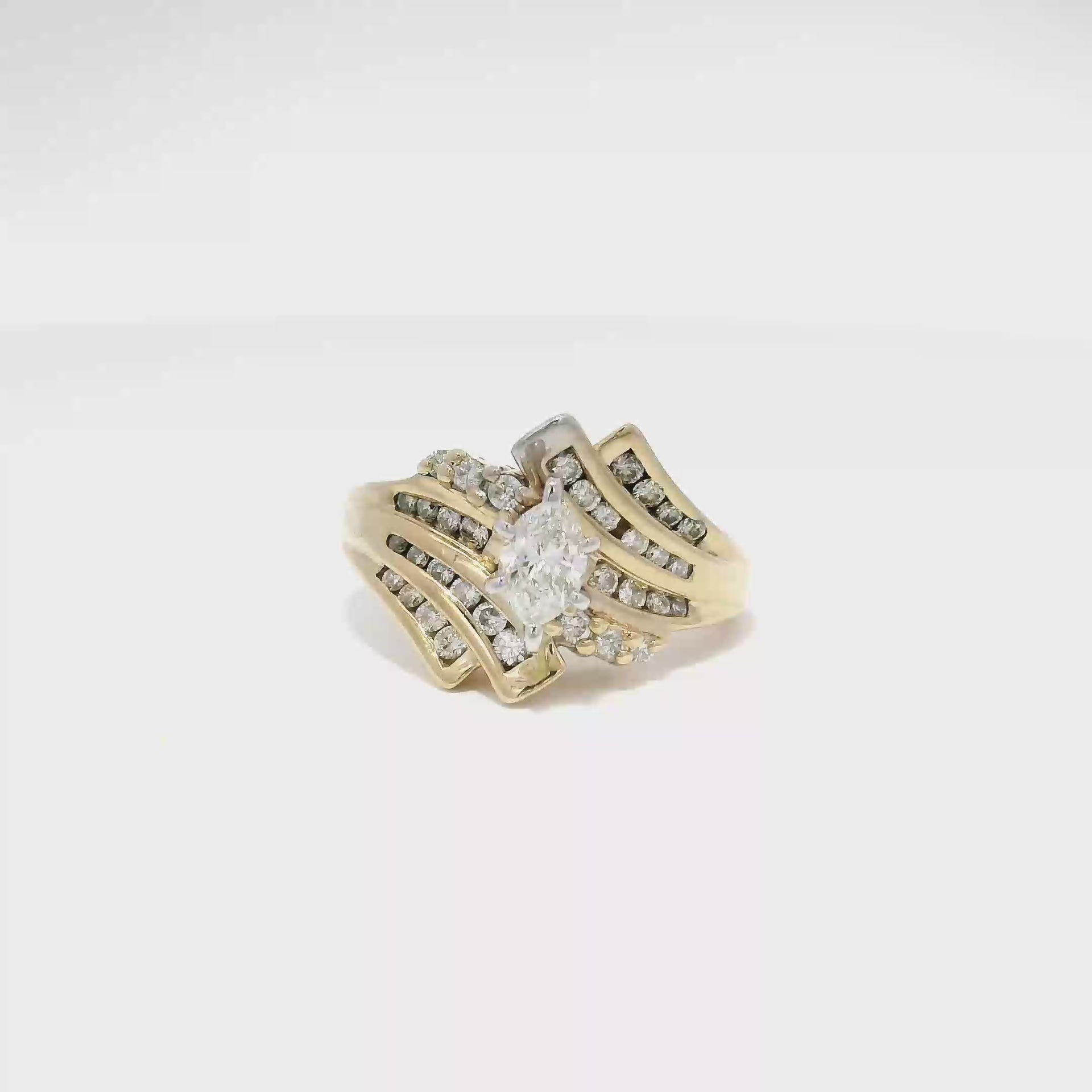Natural Marquise Diamond Ring in 14K Yellow Gold