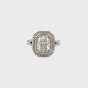 3.01ct. F VS1 Cushion Cut Lab Grown Set in 14k White Gold Halo Sz 7