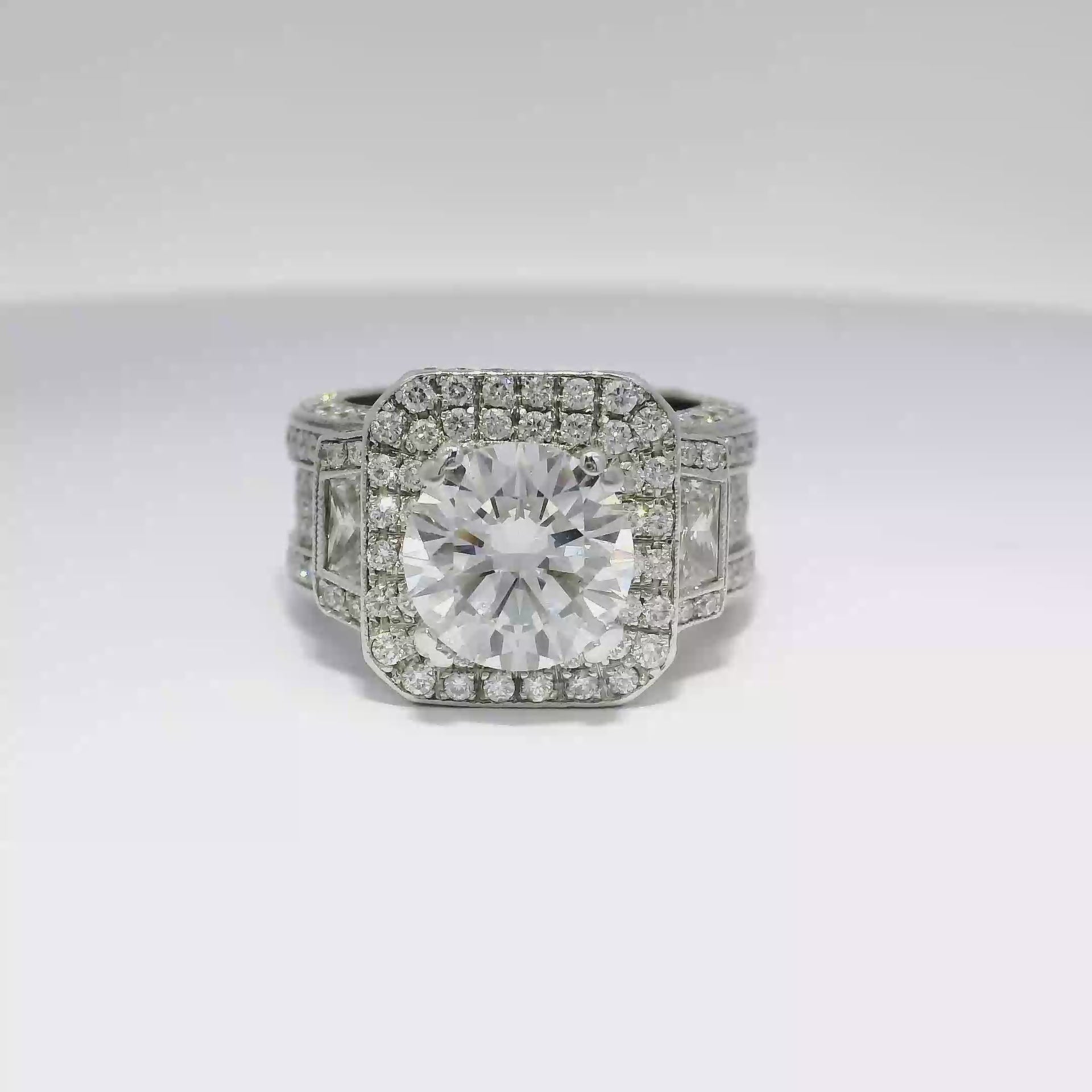 3.01ct. E VS1 Lab Grown Round in High End Custom Natural Mounting