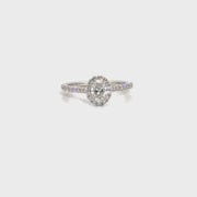1cttw. (.50ct Oval Center) Natural Diamond Engagement Ring in Platinum