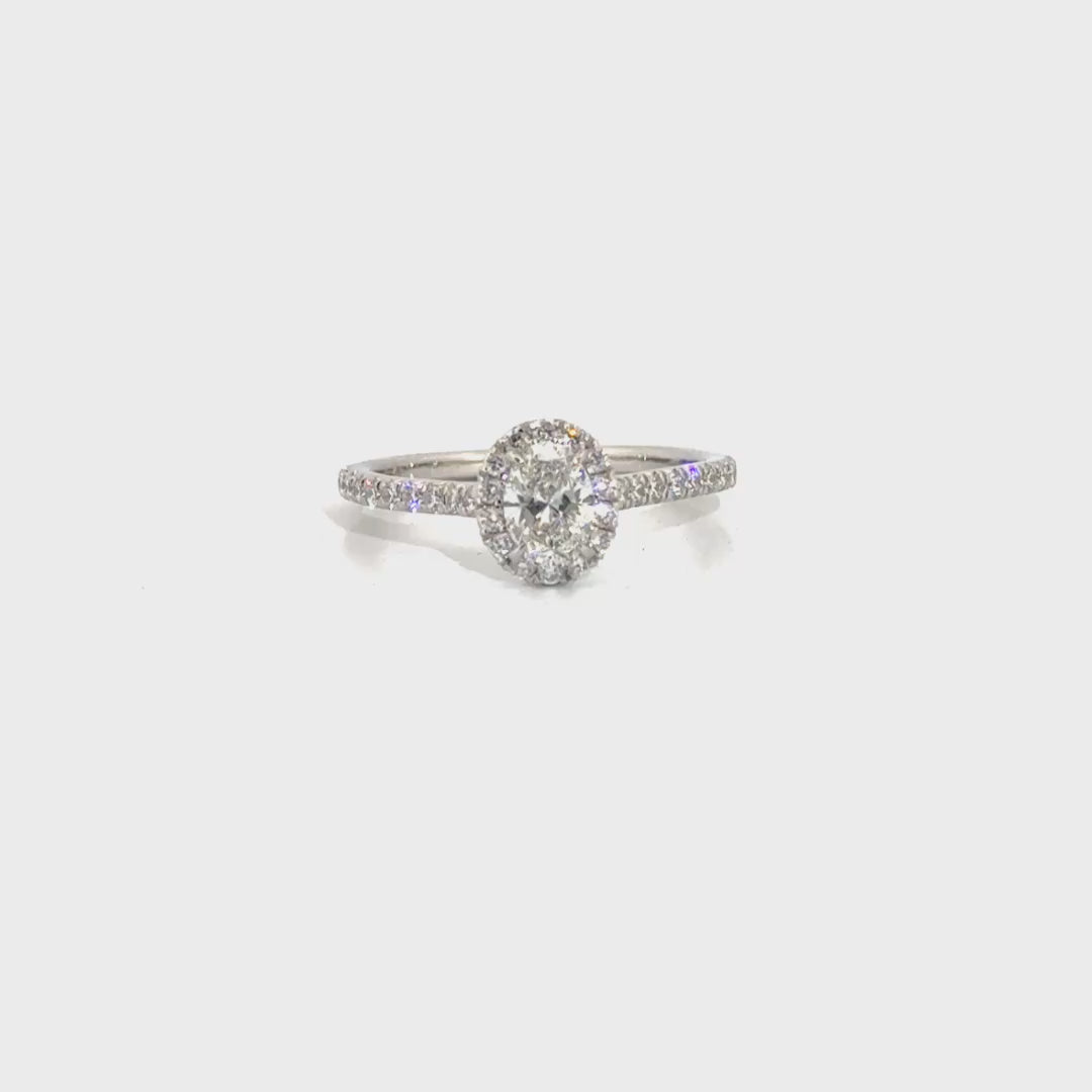1cttw. (.50ct Oval Center) Natural Diamond Engagement Ring in Platinum