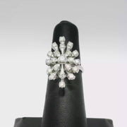 Natural Diamond Cocktail Ring in 14K White Gold Sz 5.5