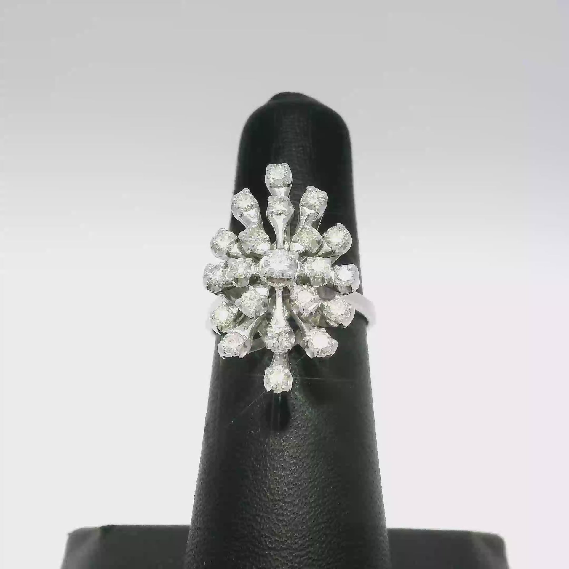Natural Diamond Cocktail Ring in 14K White Gold