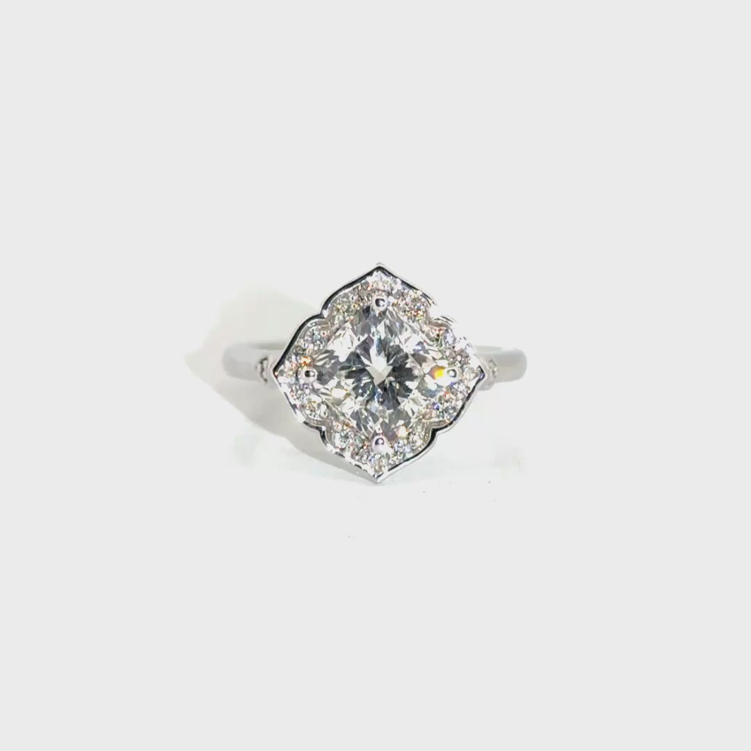 2.2ct. D VVS2 Lab Grown Square Cushion Cut Diamond in 14K White Gold