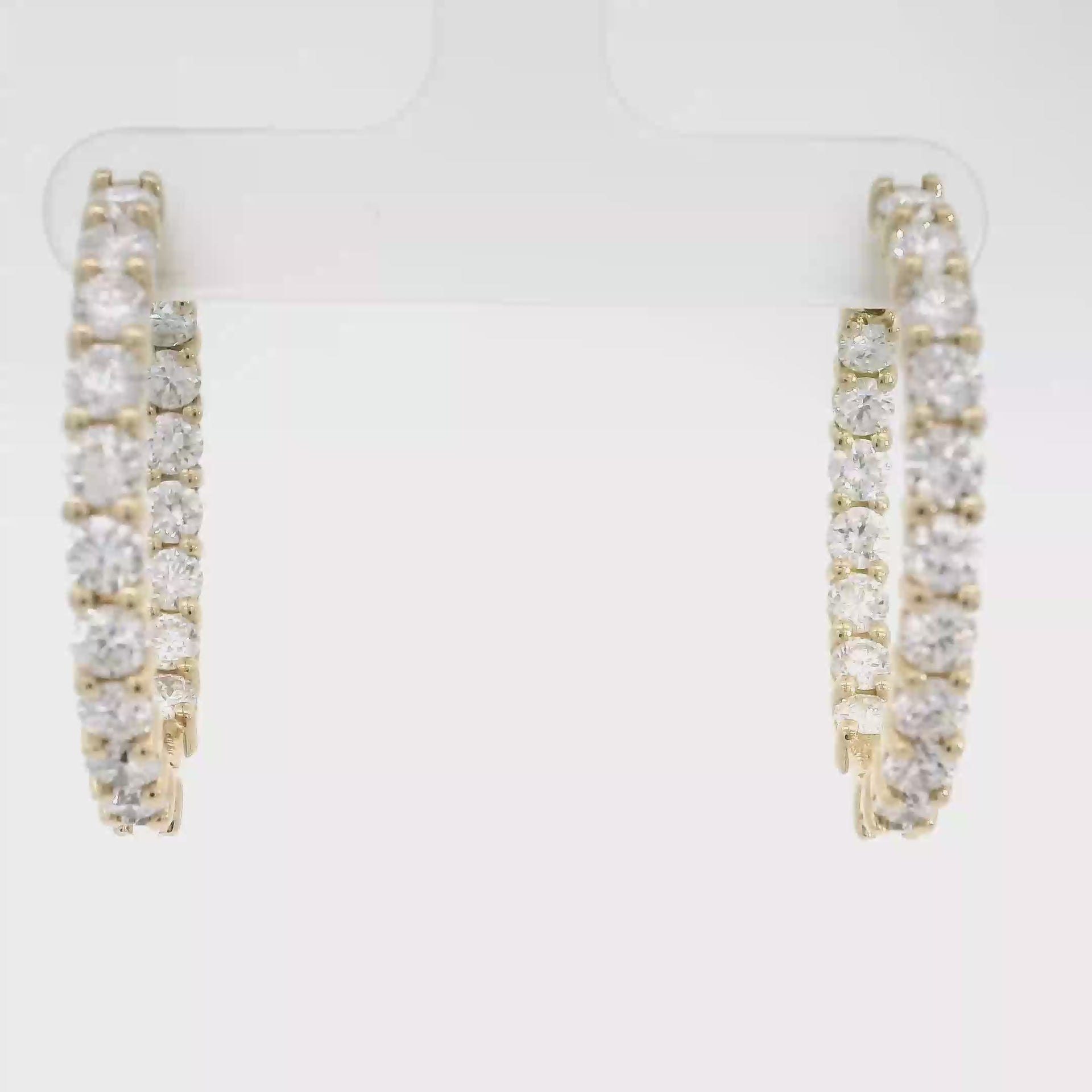 5.25cttw. Lab Grown F VS Diamond In N Out Hoops in 14K Yellow Gold