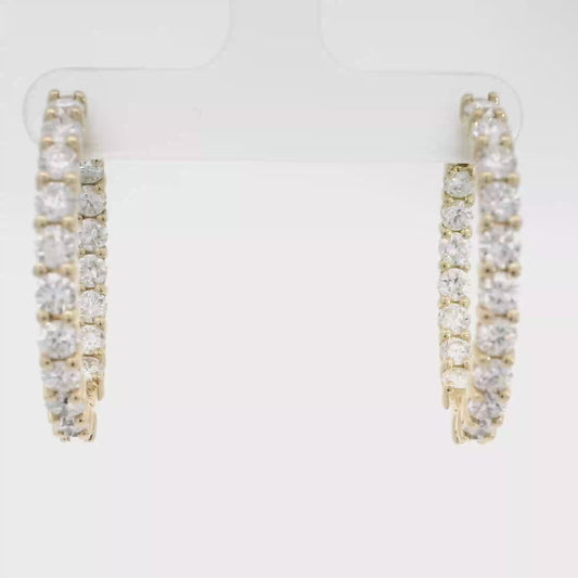5.25cttw. Lab Grown F VS Diamond In N Out Hoops in 14K Yellow Gold