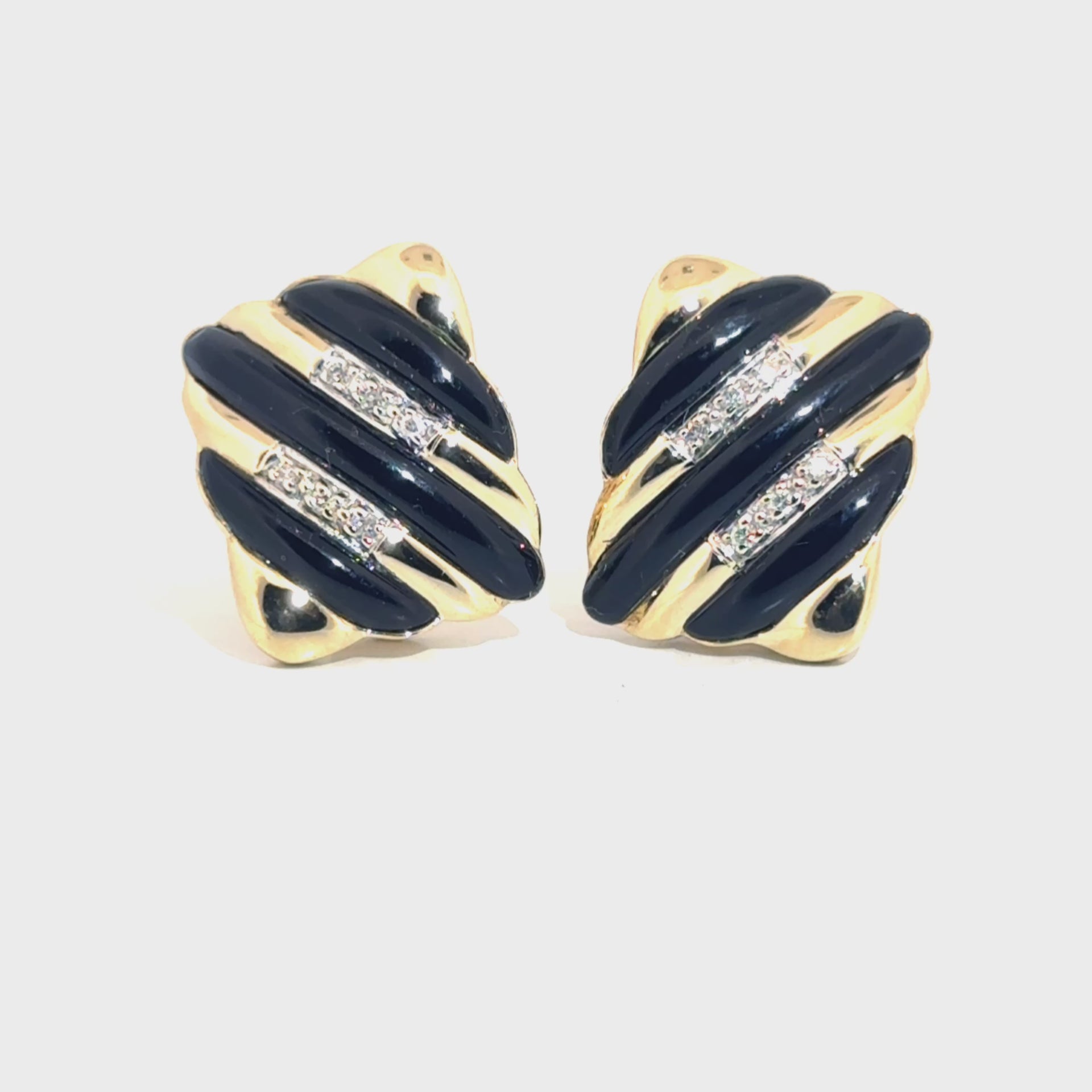 Onyx & Diamond Earrings in 14K Yellow Gold