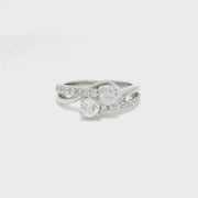 Natural Diamond Bypass Style Ring in 14K White Gold by Ever Us Sz 7
