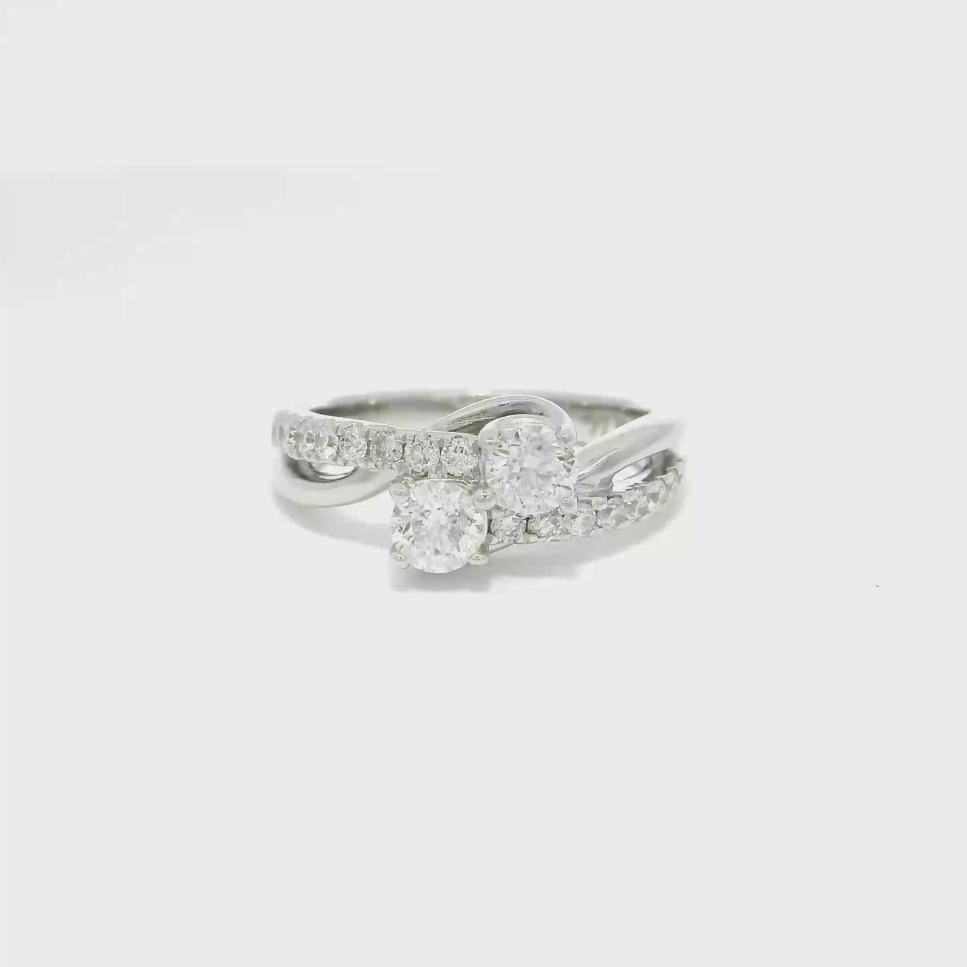 Natural Diamond Bypass Style Ring in 14K White Gold by Ever Us