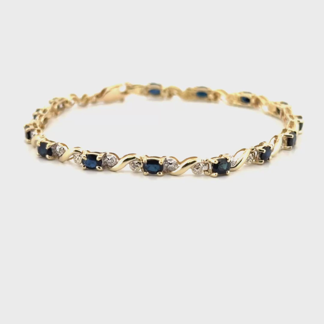 Sapphire & Diamond Bracelet in 10K Yellow Gold