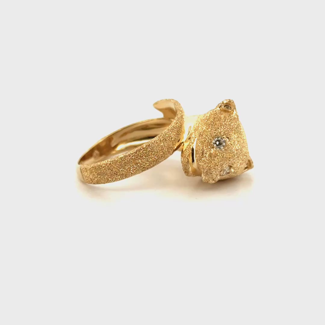 Diamond Panther Ring in 14K Yellow Gold