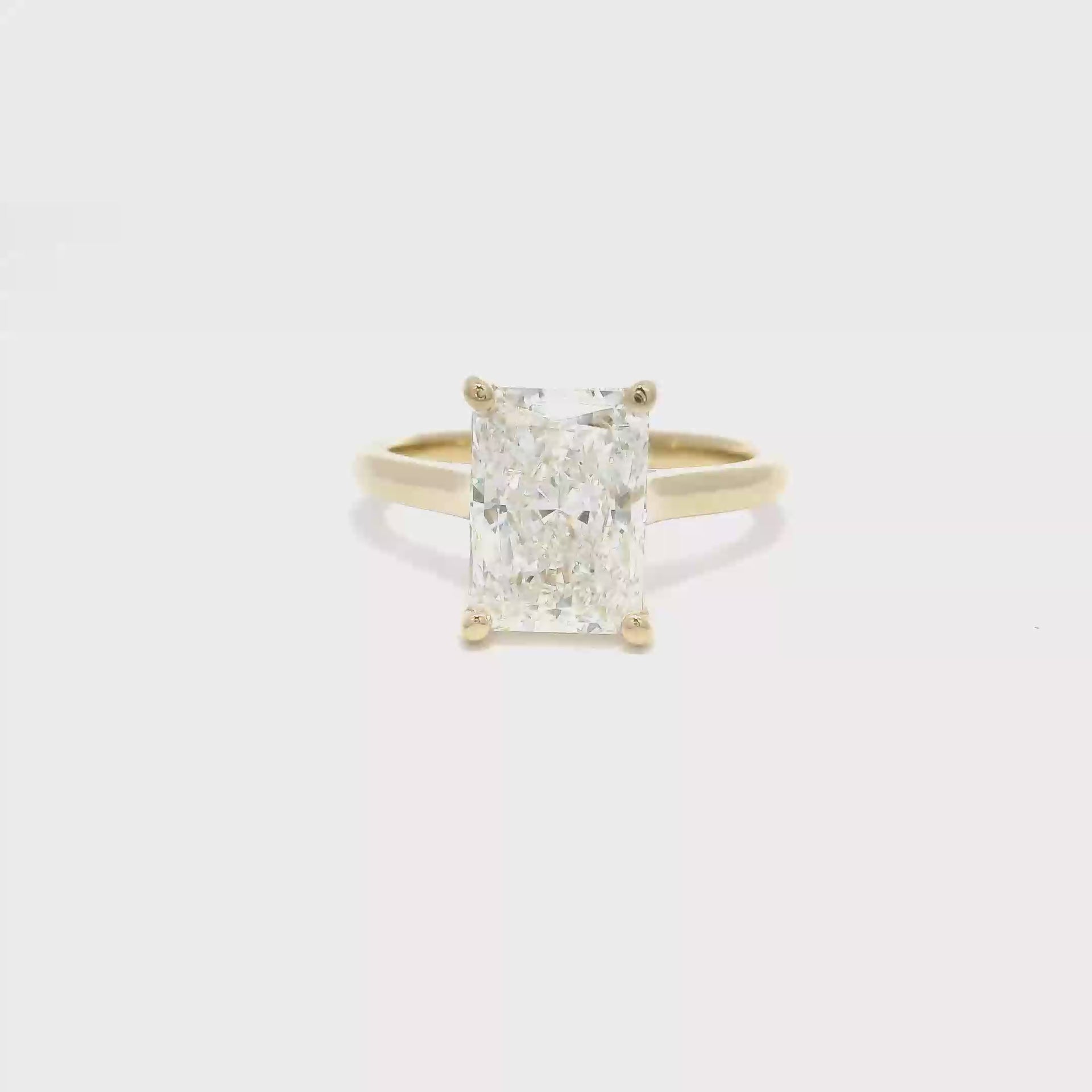 3.04ct. F VVS2 Lab Grown Elongated Radiant in 14K Yellow Gold Cathedral